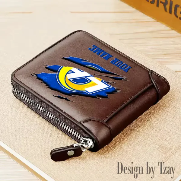 Los Angeles Rams Leather Men's Zipper Wallet Trending 2025 SPTLMZWALLET019 - Image 3