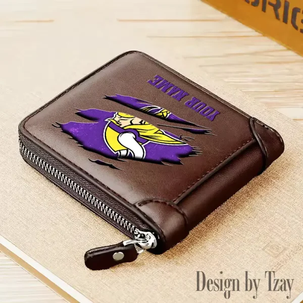 Minnesota Vikings Leather Men's Zipper Wallet Trending 2025 SPTLMZWALLET021