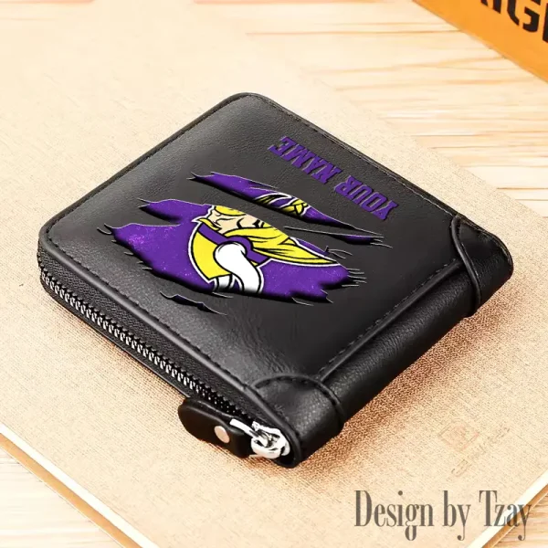 Minnesota Vikings Leather Men's Zipper Wallet Trending 2025 SPTLMZWALLET021 - Image 5