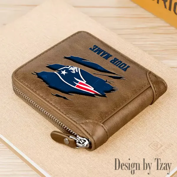 New England Patriots Leather Men's Zipper Wallet Trending 2025 SPTLMZWALLET022