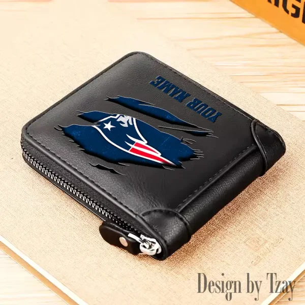 New England Patriots Leather Men's Zipper Wallet Trending 2025 SPTLMZWALLET022 - Image 2