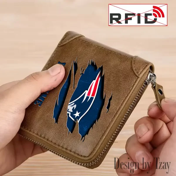 New England Patriots Leather Men's Zipper Wallet Trending 2025 SPTLMZWALLET022 - Image 4
