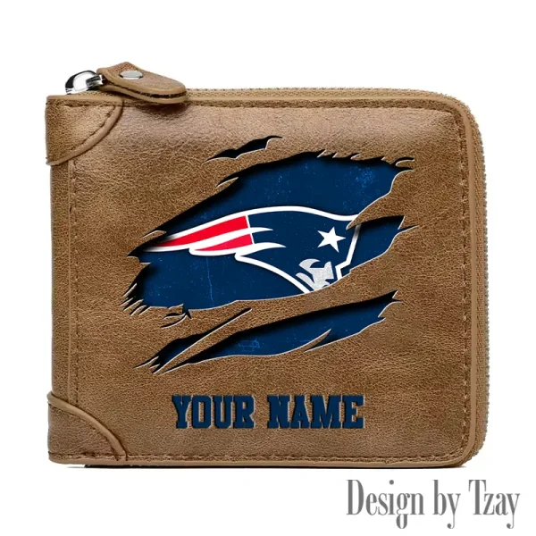 New England Patriots Leather Men's Zipper Wallet Trending 2025 SPTLMZWALLET022 - Image 5