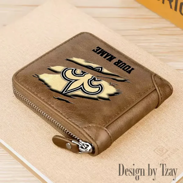 New Orleans Saints Leather Men's Zipper Wallet Trending 2025 SPTLMZWALLET023