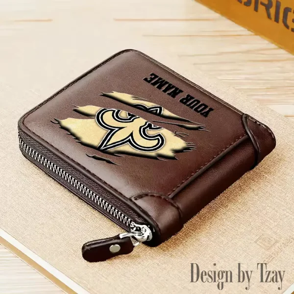 New Orleans Saints Leather Men's Zipper Wallet Trending 2025 SPTLMZWALLET023 - Image 2