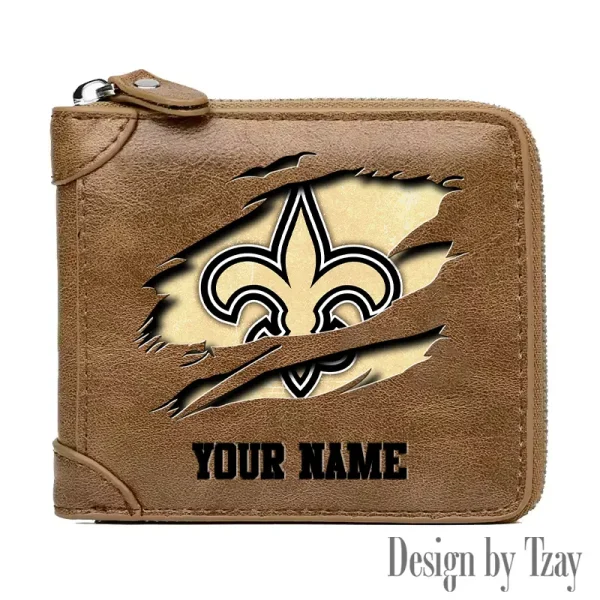New Orleans Saints Leather Men's Zipper Wallet Trending 2025 SPTLMZWALLET023 - Image 4