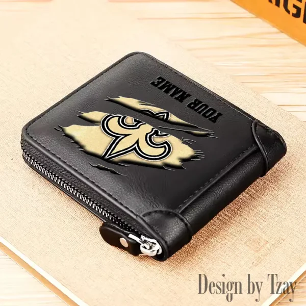 New Orleans Saints Leather Men's Zipper Wallet Trending 2025 SPTLMZWALLET023 - Image 5