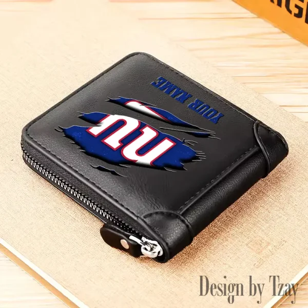 New York Giants Leather Men's Zipper Wallet Trending 2025 SPTLMZWALLET024