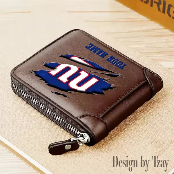 New York Giants Leather Men's Zipper Wallet Trending 2025 SPTLMZWALLET024 - Image 2
