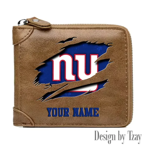 New York Giants Leather Men's Zipper Wallet Trending 2025 SPTLMZWALLET024 - Image 3