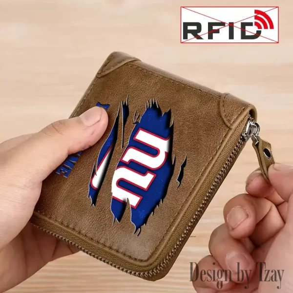 New York Giants Leather Men's Zipper Wallet Trending 2025 SPTLMZWALLET024 - Image 4