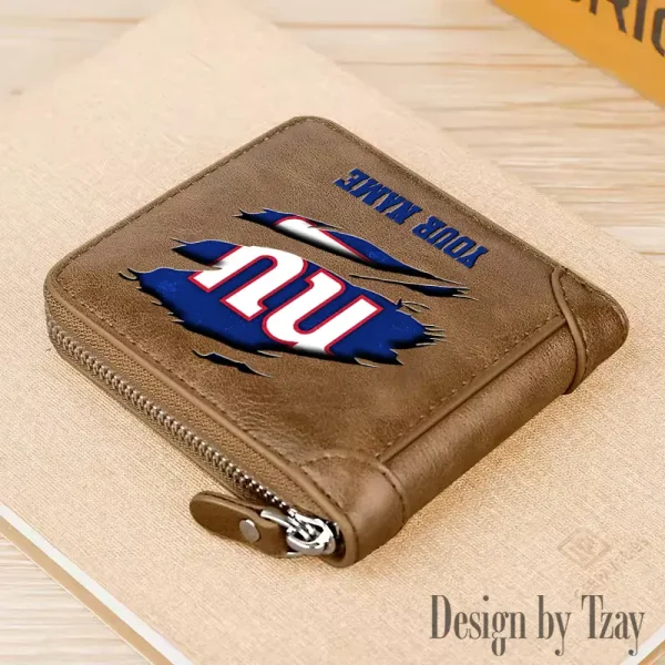 New York Giants Leather Men's Zipper Wallet Trending 2025 SPTLMZWALLET024 - Image 5