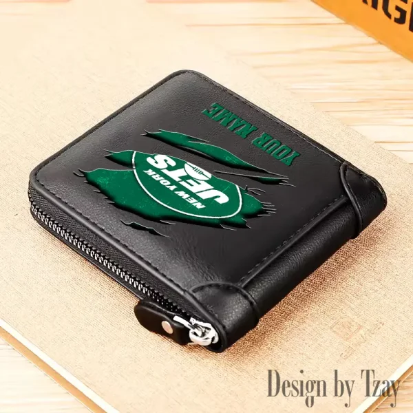 New York Jets Leather Men's Zipper Wallet Trending 2025 SPTLMZWALLET025 - Image 3
