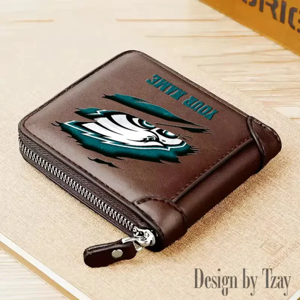 Philadelphia Eagles Leather Men's Zipper Wallet Trending 2025 SPTLMZWALLET026