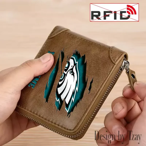 Philadelphia Eagles Leather Men's Zipper Wallet Trending 2025 SPTLMZWALLET026 - Image 2