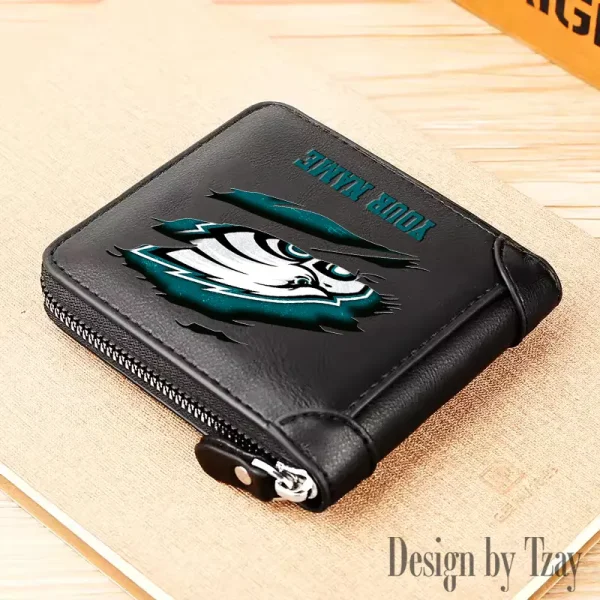 Philadelphia Eagles Leather Men's Zipper Wallet Trending 2025 SPTLMZWALLET026 - Image 4