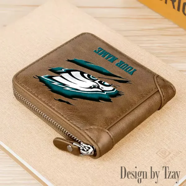 Philadelphia Eagles Leather Men's Zipper Wallet Trending 2025 SPTLMZWALLET026 - Image 5