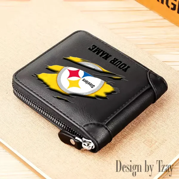 Pittsburgh Steelers Leather Men's Zipper Wallet Trending 2025 SPTLMZWALLET027