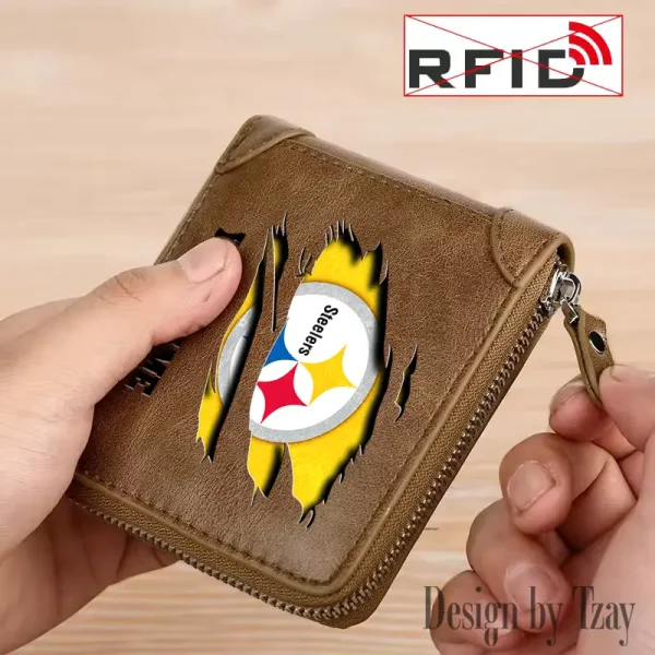 Pittsburgh Steelers Leather Men's Zipper Wallet Trending 2025 SPTLMZWALLET027 - Image 2