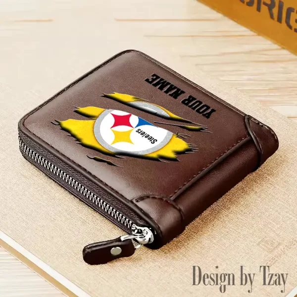 Pittsburgh Steelers Leather Men's Zipper Wallet Trending 2025 SPTLMZWALLET027 - Image 3