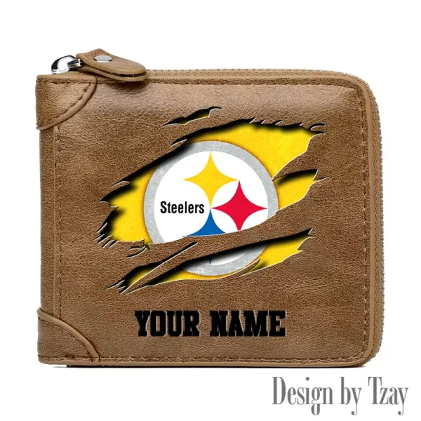 Pittsburgh Steelers Leather Men's Zipper Wallet Trending 2025 SPTLMZWALLET027 - Image 4