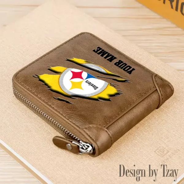 Pittsburgh Steelers Leather Men's Zipper Wallet Trending 2025 SPTLMZWALLET027 - Image 5