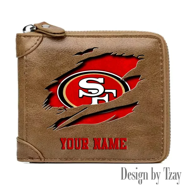San Francisco 49ers Leather Men's Zipper Wallet Trending 2025 SPTLMZWALLET028 - Image 2