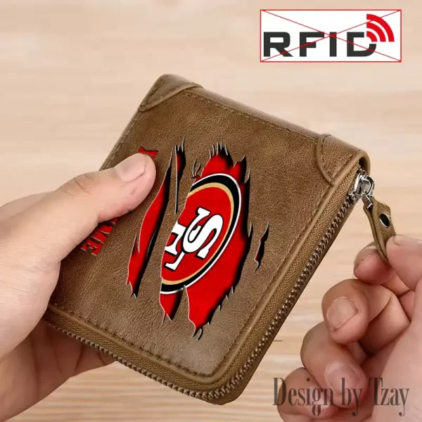 San Francisco 49ers Leather Men's Zipper Wallet Trending 2025 SPTLMZWALLET028 - Image 5