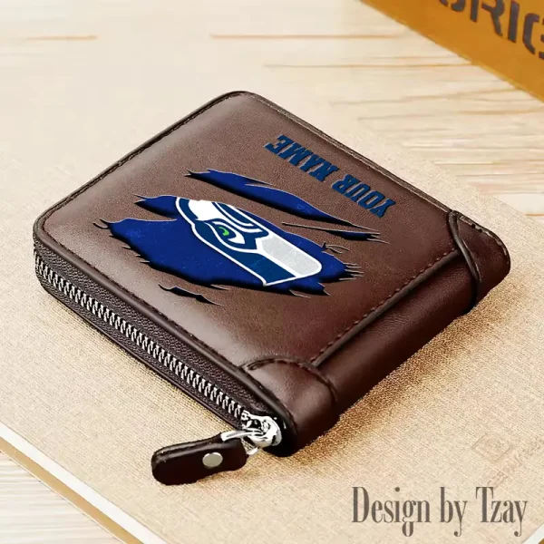 Seattle Seahawks Leather Men's Zipper Wallet Trending 2025 SPTLMZWALLET029