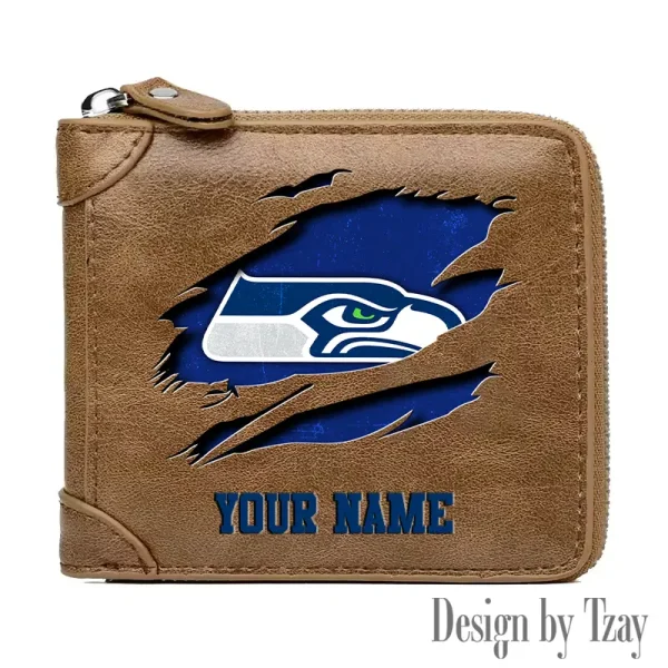 Seattle Seahawks Leather Men's Zipper Wallet Trending 2025 SPTLMZWALLET029 - Image 4