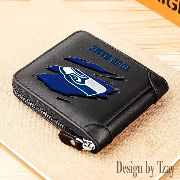 Seattle Seahawks Leather Men's Zipper Wallet Trending 2025 SPTLMZWALLET029 - Image 5