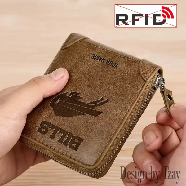 Buffalo Bills Leather Men's Zipper Wallet Trending 2025 SPTLMZWALLET036 - Image 3