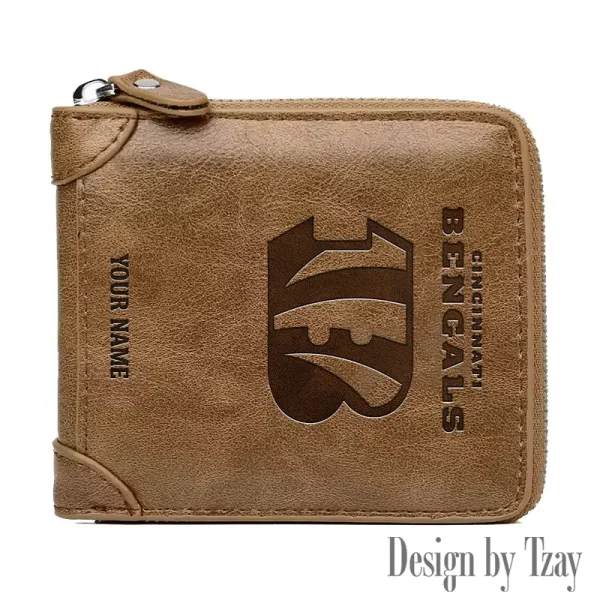 Cincinnati Bengals Leather Men's Zipper Wallet Trending 2025 SPTLMZWALLET039 - Image 2