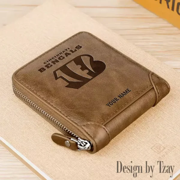 Cincinnati Bengals Leather Men's Zipper Wallet Trending 2025 SPTLMZWALLET039 - Image 3
