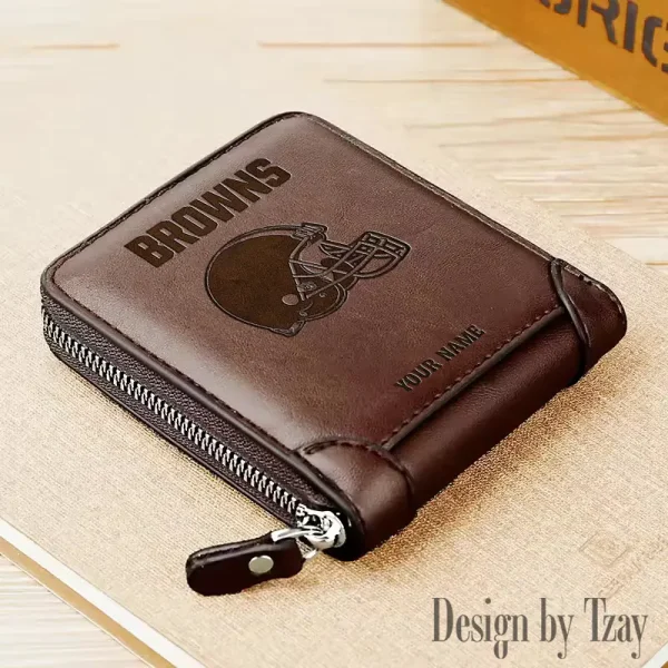 Cleveland Browns Leather Men's Zipper Wallet Trending 2025 SPTLMZWALLET040