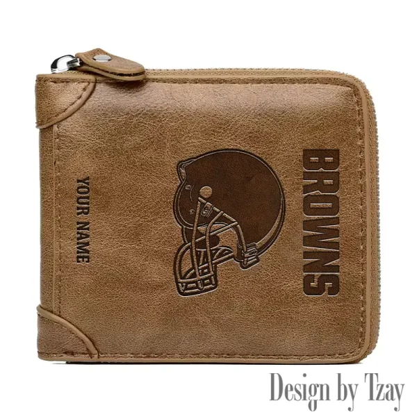 Cleveland Browns Leather Men's Zipper Wallet Trending 2025 SPTLMZWALLET040 - Image 2