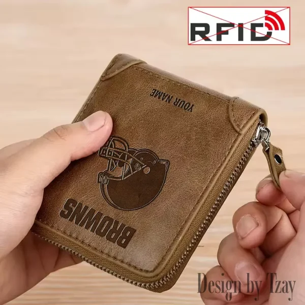 Cleveland Browns Leather Men's Zipper Wallet Trending 2025 SPTLMZWALLET040 - Image 3
