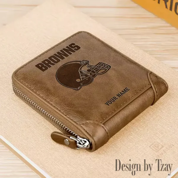 Cleveland Browns Leather Men's Zipper Wallet Trending 2025 SPTLMZWALLET040 - Image 4