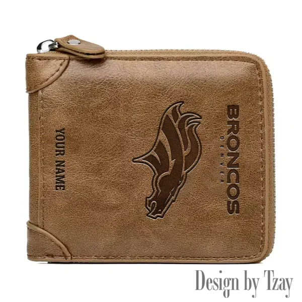 Denver Broncos Leather Men's Zipper Wallet Trending 2025 SPTLMZWALLET042