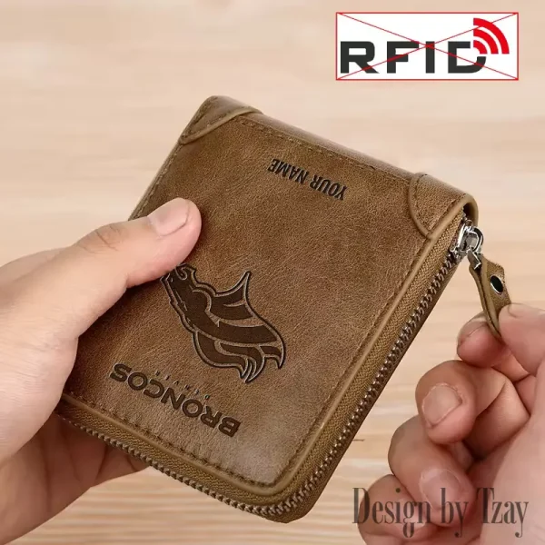 Denver Broncos Leather Men's Zipper Wallet Trending 2025 SPTLMZWALLET042 - Image 2