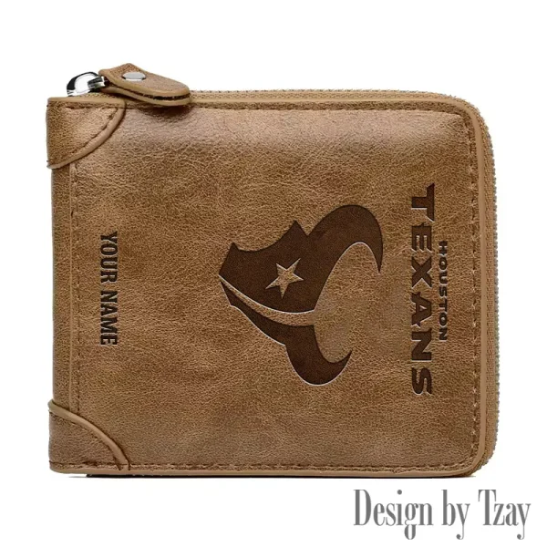 Houston Texans Leather Men's Zipper Wallet Trending 2025 SPTLMZWALLET045