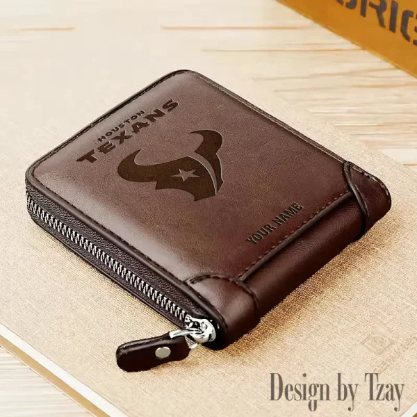 Houston Texans Leather Men's Zipper Wallet Trending 2025 SPTLMZWALLET045 - Image 2