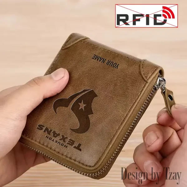 Houston Texans Leather Men's Zipper Wallet Trending 2025 SPTLMZWALLET045 - Image 3