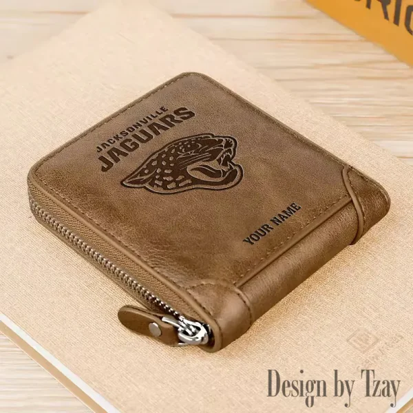 Jacksonville Jaguars Leather Men's Zipper Wallet Trending 2025 SPTLMZWALLET047 - Image 4