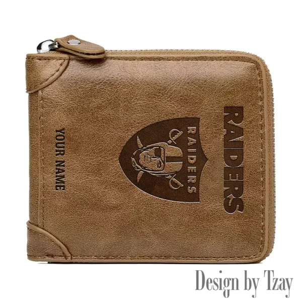 Las Vegas Raiders Leather Men's Zipper Wallet Trending 2025 SPTLMZWALLET049 - Image 2
