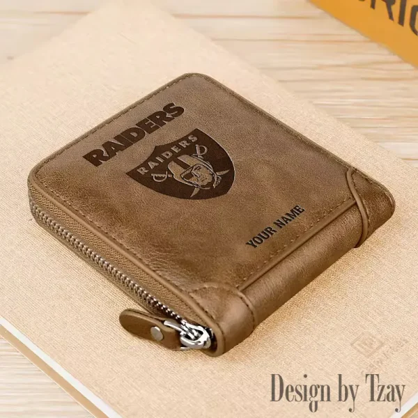 Las Vegas Raiders Leather Men's Zipper Wallet Trending 2025 SPTLMZWALLET049 - Image 3