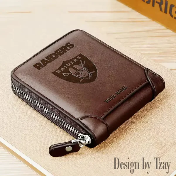 Las Vegas Raiders Leather Men's Zipper Wallet Trending 2025 SPTLMZWALLET049 - Image 5