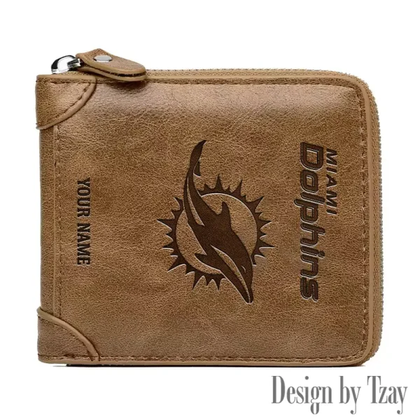 Miami Dolphins Leather Men's Zipper Wallet Trending 2025 SPTLMZWALLET052 - Image 4