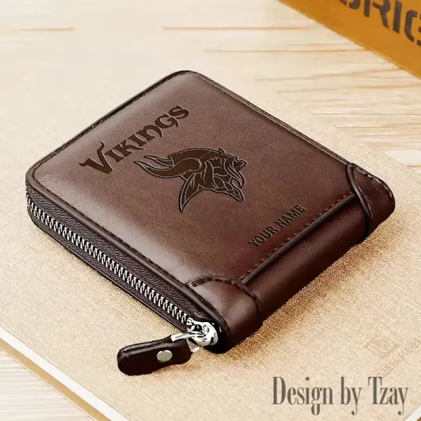 Minnesota Vikings Leather Men's Zipper Wallet Trending 2025 SPTLMZWALLET053 - Image 3