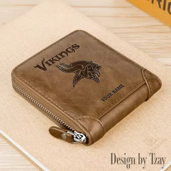 Minnesota Vikings Leather Men's Zipper Wallet Trending 2025 SPTLMZWALLET053 - Image 4